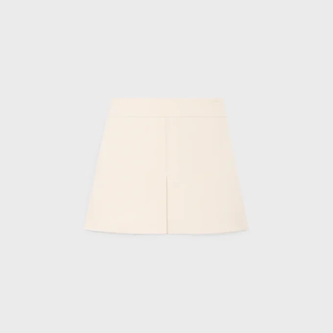 Mini-jupe Trapeze en gabardine de laine et soie