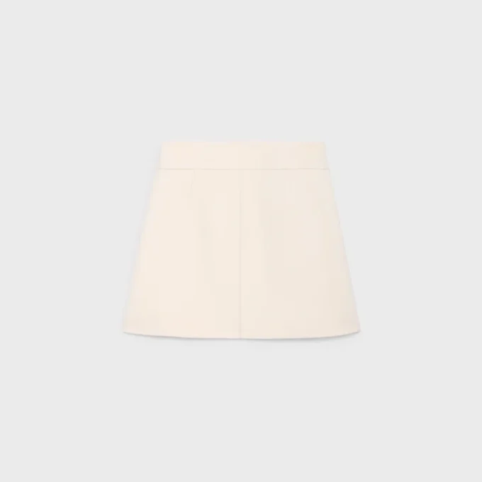 Mini-jupe Trapeze en gabardine de laine et soie