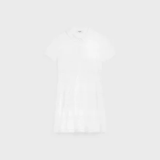 Mini-robe avec bordures brodées en batiste de coton