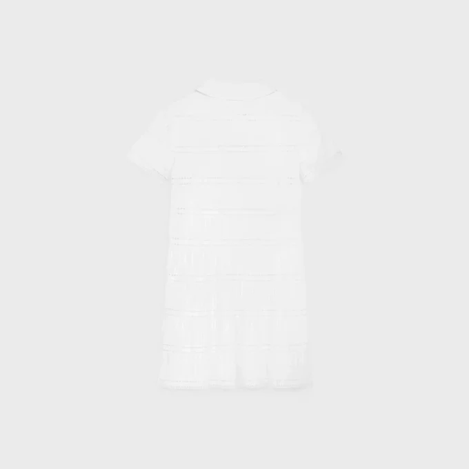 Mini-robe avec bordures brodées en batiste de coton