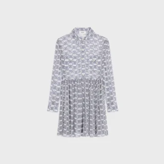 Mini-robe chemise en crêpon de soie