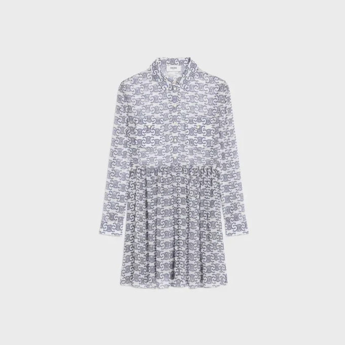 Mini-robe chemise en crêpon de soie