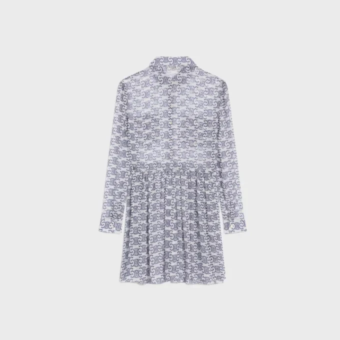 Mini-robe chemise en crêpon de soie