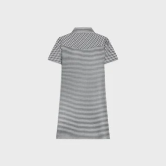 Mini-robe chemise en soie Vichy