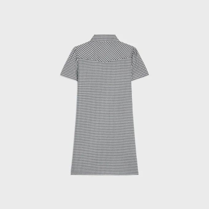Mini-robe chemise en soie Vichy