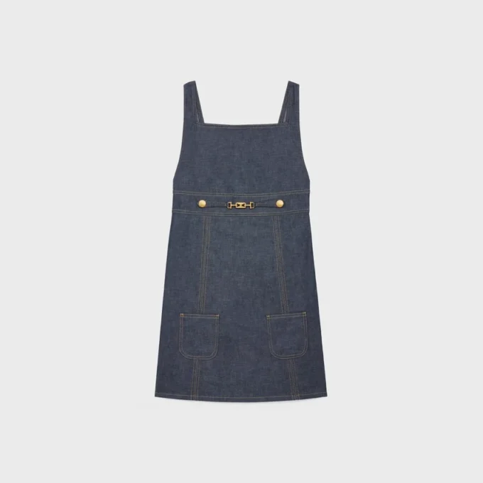 Mini-robe Empire en denim délavé brut Mini-robe Empire en denim délavé brut