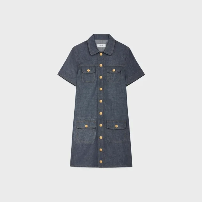 Mini-robe en denim délavé brut Mini-robe en denim délavé brut