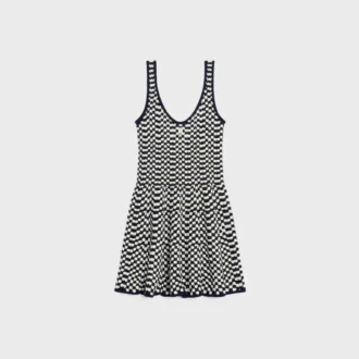 Mini-robe patineuse en coton crocheté