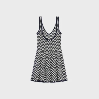 Mini-robe patineuse en coton crocheté