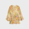 Mini-robe plissée en georgette de soie