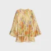 Mini-robe plissée en georgette de soie