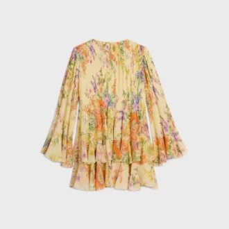 Mini-robe plissée en georgette de soie