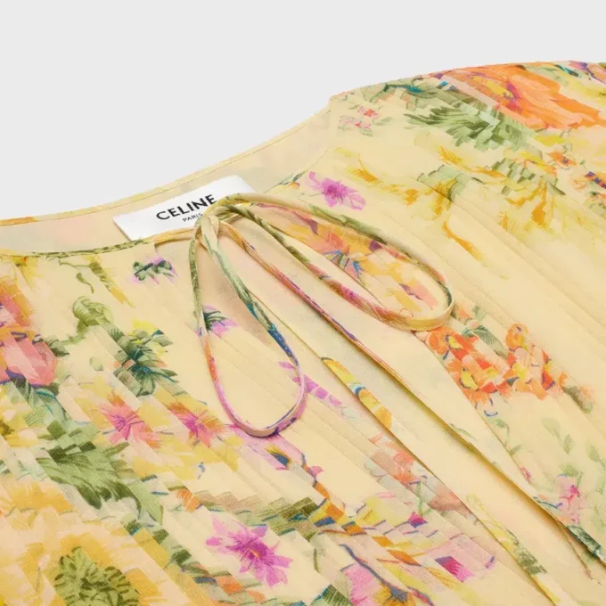 Mini-robe plissée en georgette de soie