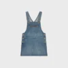 Mini-robe salopette en denim délavé Union