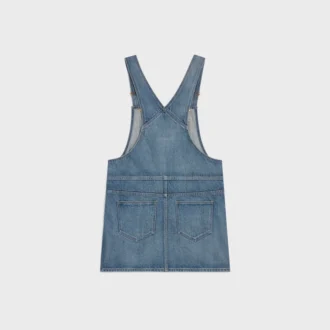 Mini-robe salopette en denim délavé Union