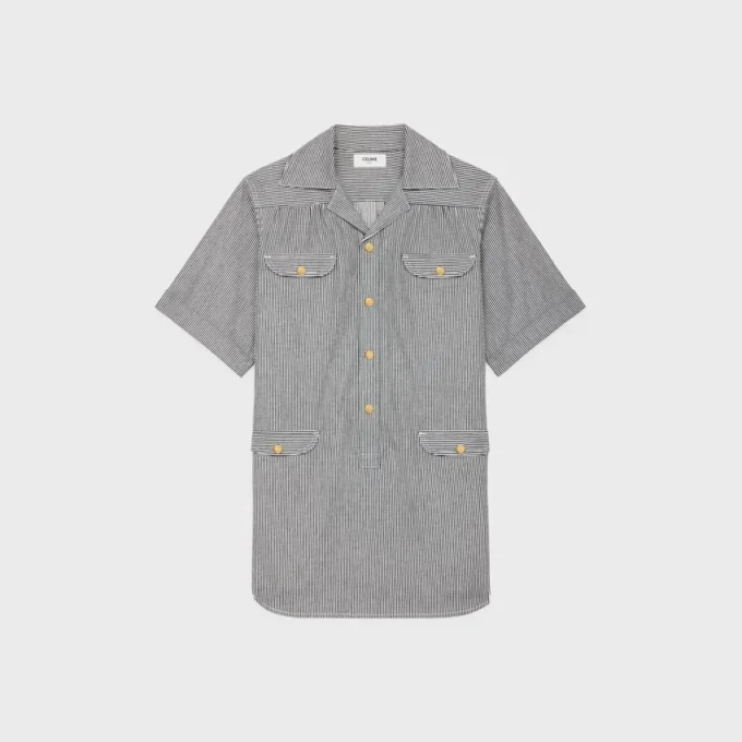 Mini-robe tunique en coton rayé Hickory
