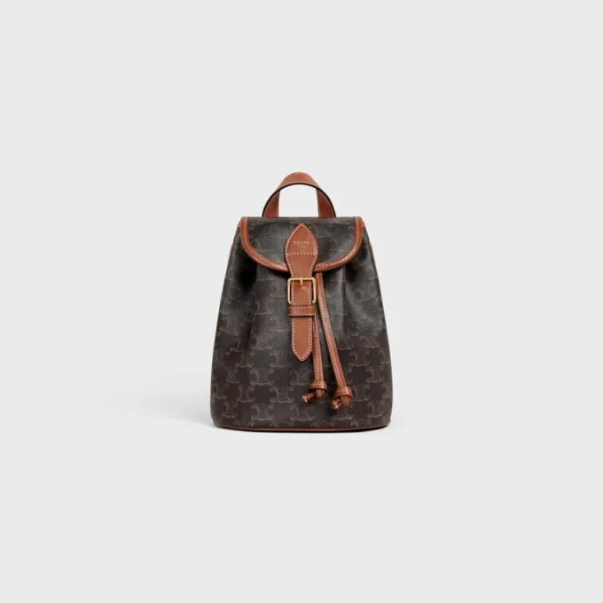 Mini sac à dos Folco en Triomphe Canvas et cuir de veau