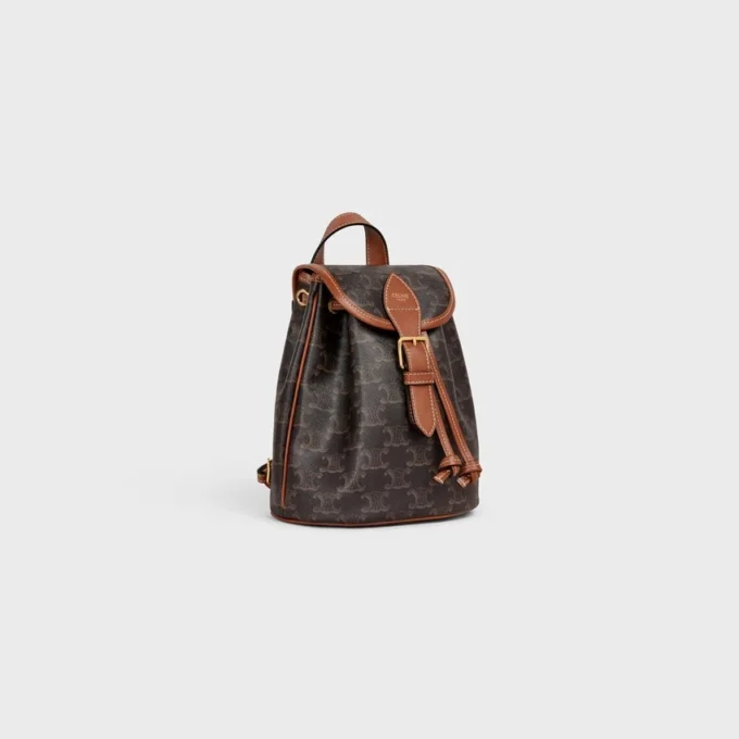 Mini sac à dos Folco en Triomphe Canvas et cuir de veau