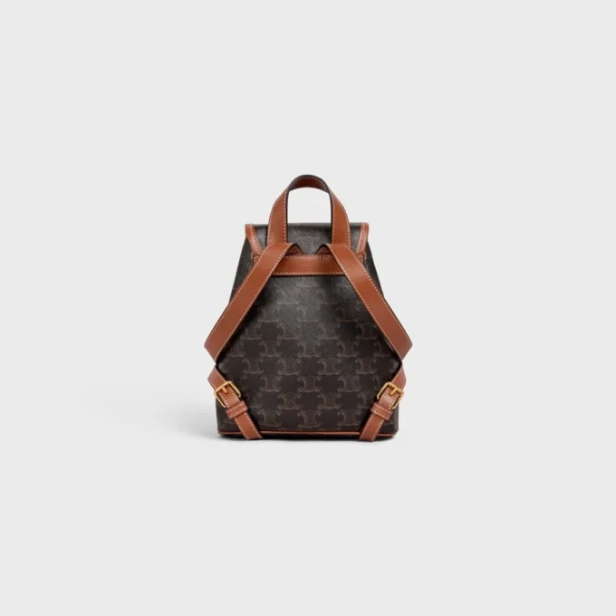 Mini sac à dos Folco en Triomphe Canvas et cuir de veau