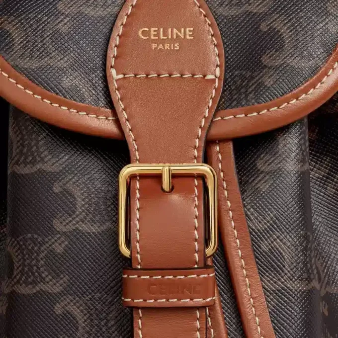 Mini sac à dos Folco en Triomphe Canvas et cuir de veau
