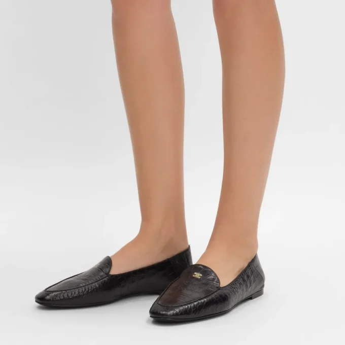 Mocassins Aura en cuir d&rsquo;agneau estampé crocodile