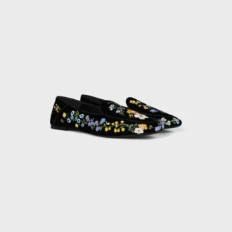 Mocassins Aura en velours brodé de fleurs