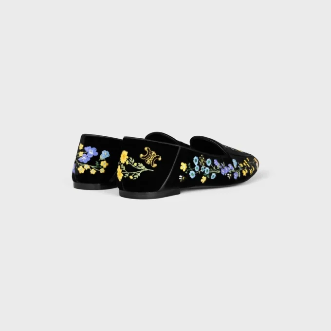 Mocassins Aura en velours brodé de fleurs