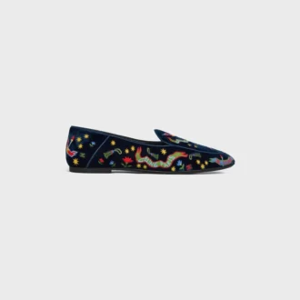 Mocassins Aura en velours brodé style universitaire