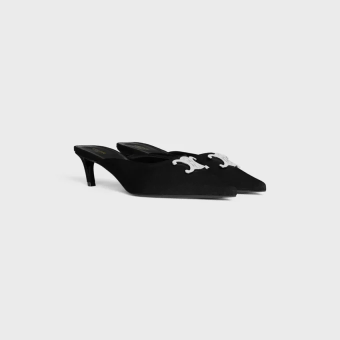 Mules CELINE Alma Triomphe en tissu gros-grain