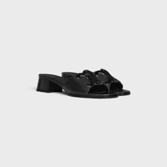 Mules CELINE Clemence en cuir d&rsquo;agneau et cuir de veau verni