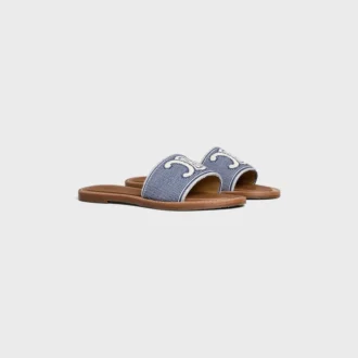 Mules CELINE Lympia en textile rayé avec motif Triomphe