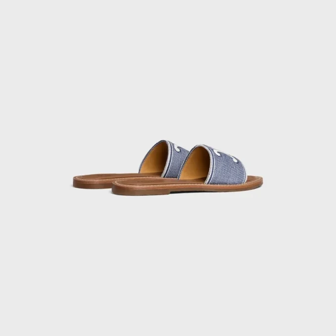 Mules CELINE Lympia en textile rayé avec motif Triomphe