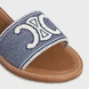 Mules CELINE Lympia en textile rayé avec motif Triomphe