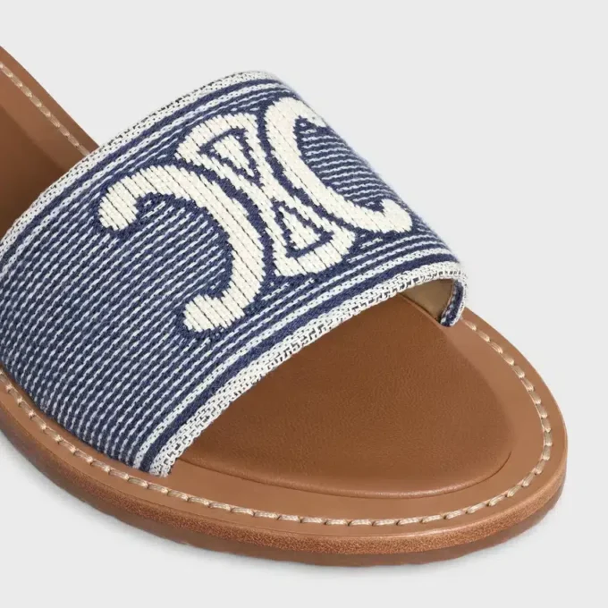 Mules CELINE Lympia en textile rayé avec motif Triomphe