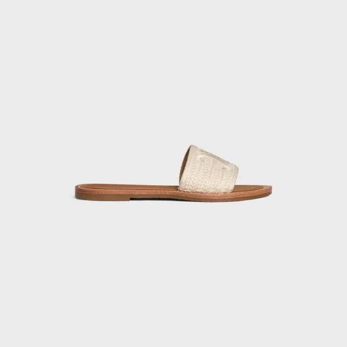 Mules CELINE Lympia en toile de coton brodée