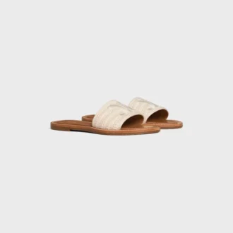 Mules CELINE Lympia en toile de coton brodée