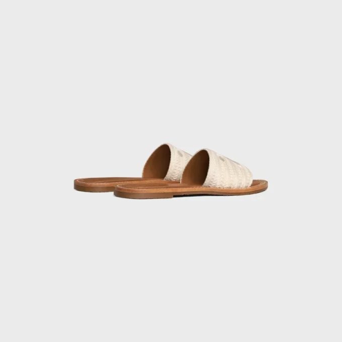 Mules CELINE Lympia en toile de coton brodée
