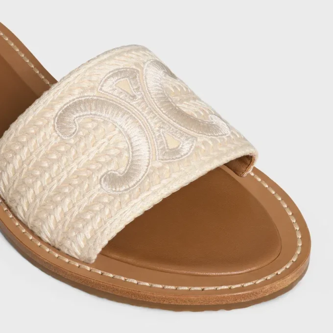 Mules CELINE Lympia en toile de coton brodée