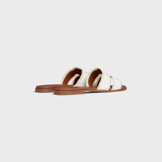 Mules Marina en toile à franges