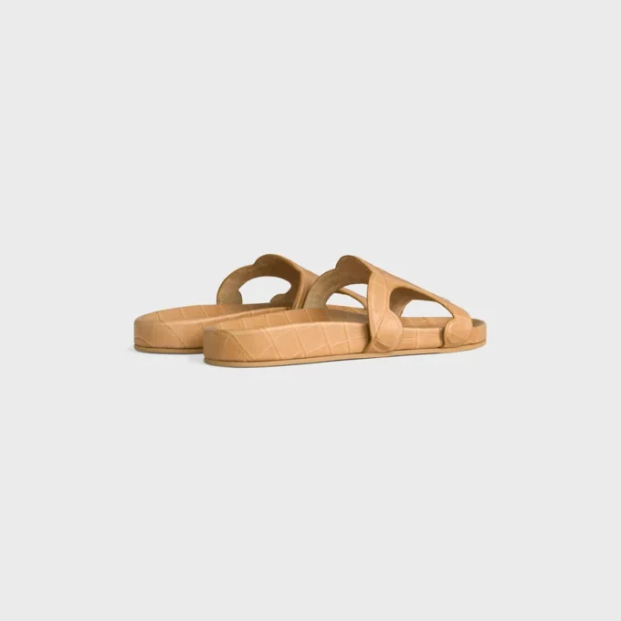 Mules Triomphe en cuir de veau estampé crocodile