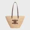 Panier CELINE Classic moyen souple en raphia et cuir de veau Panier CELINE Classic moyen souple en raphia et cuir de veau