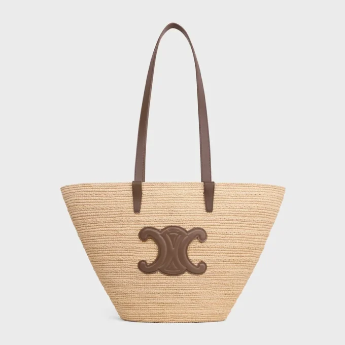 Panier CELINE Classic moyen souple en raphia et cuir de veau Panier CELINE Classic moyen souple en raphia et cuir de veau