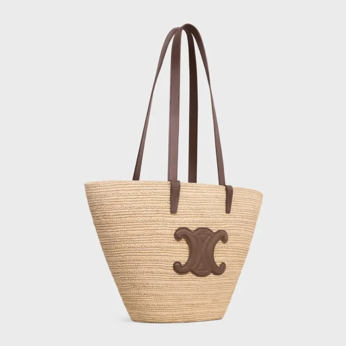 Panier CELINE Classic moyen souple en raphia et cuir de veau Panier CELINE Classic moyen souple en raphia et cuir de veau