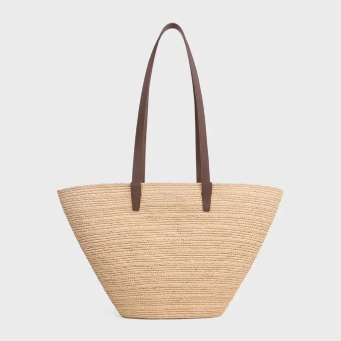 Panier CELINE Classic moyen souple en raphia et cuir de veau Panier CELINE Classic moyen souple en raphia et cuir de veau