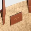 Panier CELINE Classic moyen souple en raphia et cuir de veau
