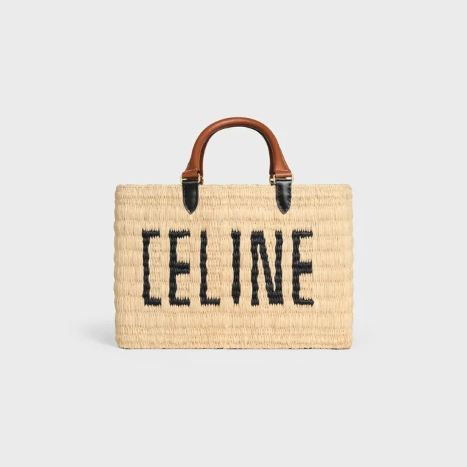 Panier CELINE Paris en raphia et cuir de veau Panier CELINE Paris en raphia et cuir de veau