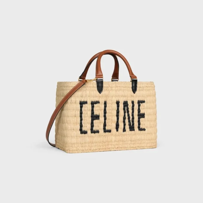 Panier CELINE Paris en raphia et cuir de veau Panier CELINE Paris en raphia et cuir de veau