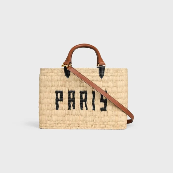 Panier CELINE Paris en raphia et cuir de veau Panier CELINE Paris en raphia et cuir de veau