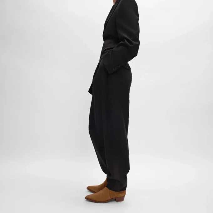 Pantalon de smoking en gabardine de laine