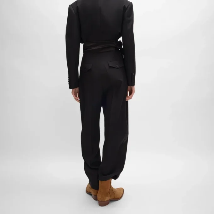 Pantalon de smoking en gabardine de laine